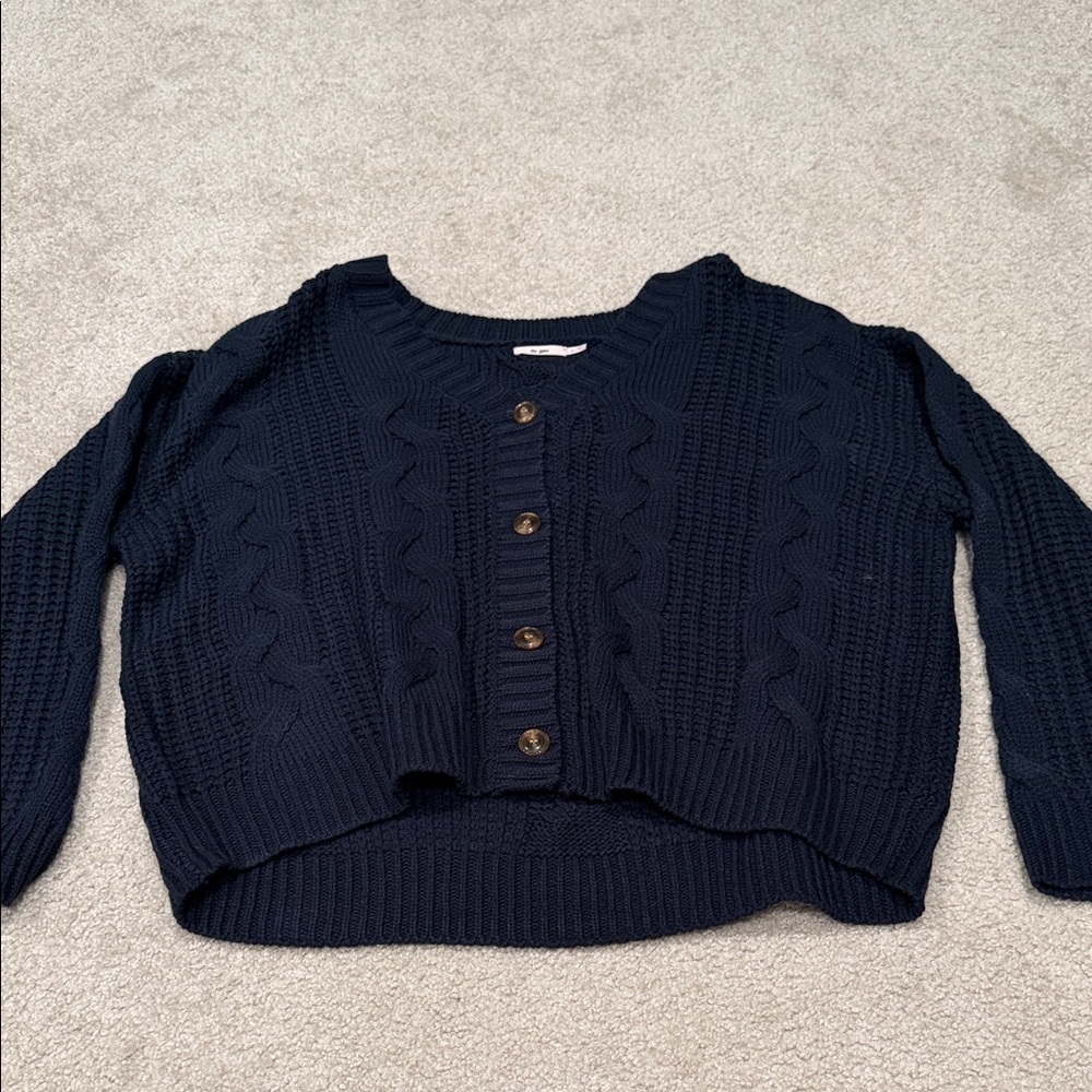 H&M Dark Blue Cable Knit Cardigan